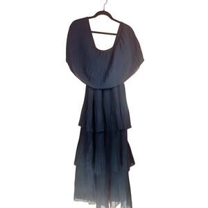 Black Tiered Micro Pleated Maxi Dress Size Medium Whimsigoth Event Dress